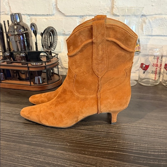 Sam Edelman Shoes - Sam Edelman Suede Cowboy Ankle Boots - Tan
